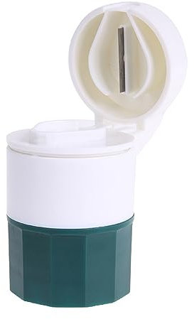 BARAC Pastillero Multifunción 4 en 1 Cortador Pastillas, Pill Cutter Divisor, Trituradora de medicamentos Organizador de almacenamiento de medicamentos (VERDE)