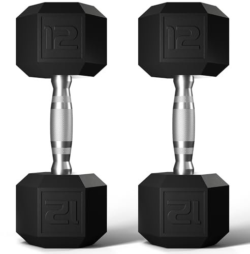 GRETERST Kurzhantel-Set, gummierte Sechskant-Handgewichte, Übung und Fitness für Zuhause, Fitnessstudio, Krafttraining, Schwarz, 5,4 kg