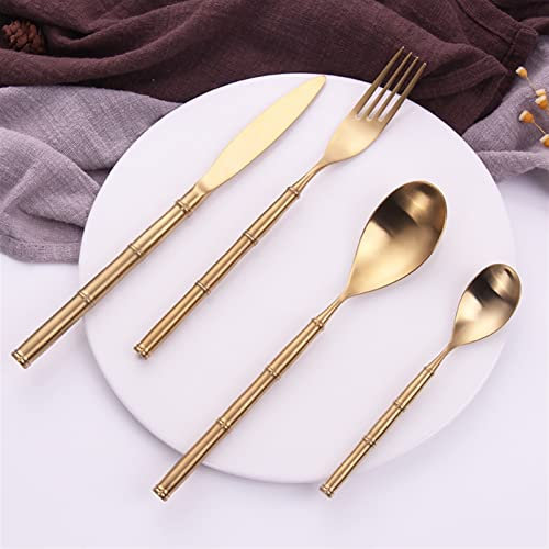 Ensembles de Couverts 4pcsset Couteau en Or cuillère et Fourchette Ensembles de Vaisselle Couverts Vaisselle Appareil de Cuisine cuillère Ensembles Service de Table Cadeau en Acier Inoxydable (Color