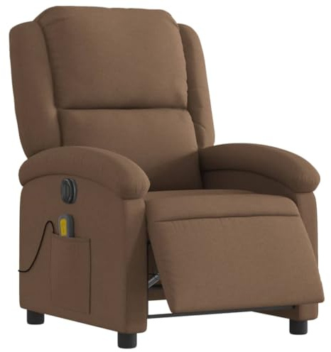 vidaXL Massagesessel Elektrisch Braun Stoff