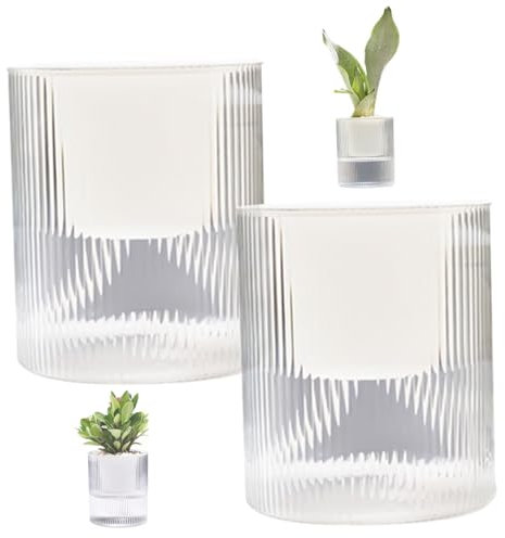 Wedhapy Selbstbewässernde Blumentöpfe 2 Stück 10,2 cm Abnehmbarer 2 Lagiger Selbstbewässernder Pflanztopf Mit Baumwollseil Und Drainageloch Selbstbewässernder Kunststofftopf Mit Klarem Wasserspeicher