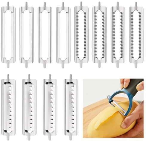 12 Piezas Cuchillas de Repuesto Originales,Pelador Profesional Pelador Verduras Pelador de Tomates para Patatas Zanahorias Verduras Frut