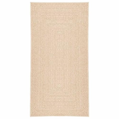 vidaXL Teppich, Läufer Jute-Optik Indoor Outdoor, Teppich UV-beständig für Terrasse Balkon Garten Wohnzimmer, Küchenteppich, Beige 80x150cm