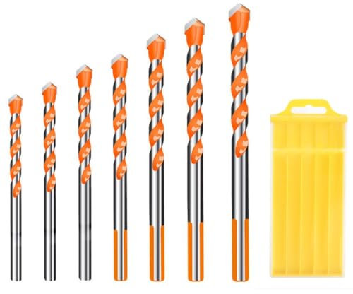 FTXanty Foret Carrelage Forets à Verre Forets à Béton 7 pcs 3-12mm Forets à bois Forets à pierre Forets à Céramique Multifonctions pour Métal Bois Béton Carrelage Plastique Verre