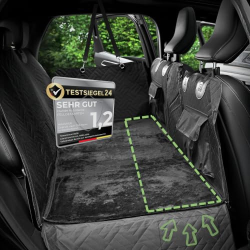 Fellgefährten Hundedecke Auto Rückbank – Innovative Autoschondecke mit festem Boden zur Rücksitz-Erweiterung – Universell passend – Abnehmbare, gemütliche Decke für Hunde