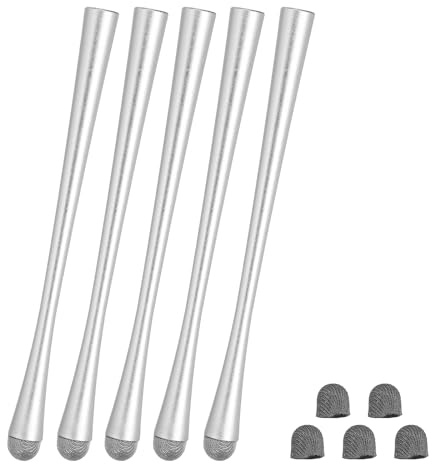PATIKIL 5 Pcs Slim Waist Stylus Pens for Touch Screens, 2 in 1 High Sensitivity Universal Pen Capacitive Stylus for Phone Tablets Laptop Touch Screen Devices, Silver