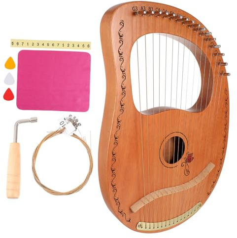 TOYANDONA Tragbare Leierharfe mit 16 Saiten Holzharfe Instrument mit Längerem Sustain Effekt und Praktischem Design für Musikliebhaber und Anfänger
