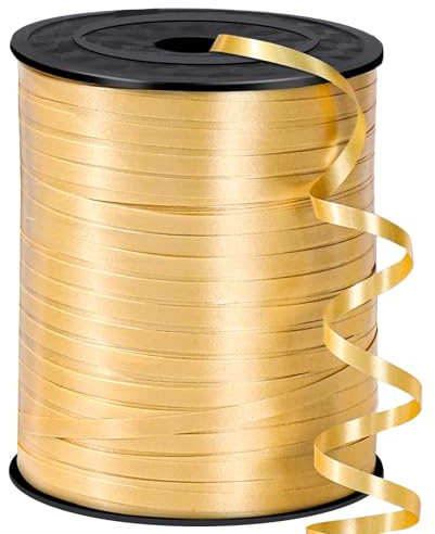 woric 600 Yards Balloon Ribbon Gold, Curling Ribbon for Balloons, 1/5in Balloon String for Wedding Decor Graduation Gift Wrapping Art Crafts Birthday Party