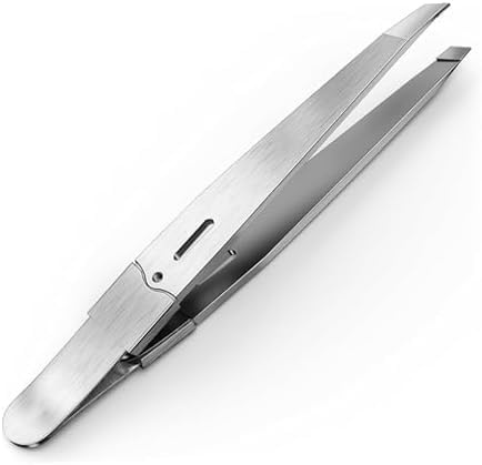 SANTUO Pince à épiler – Manche large et pointe inclinée en acier inoxydable Unisexe Pince professionnelle pour épiler les sourcils et les cils (argenté)