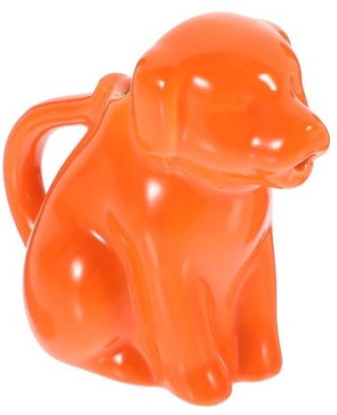 TIDTALEO Ceramic Animal Milk Jug Orange Dog Creamer Pitcher with Handle Small Sauce Jug for Home Coffee and Sauce Serving