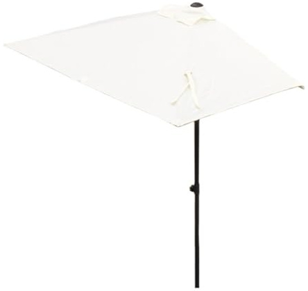 GSKDZG Demi Parasol De Terrasse Mural, Rectangulaire 2m 2.5m 2.7m Parasol De Jardin Réglable En Hauteur(Beige,250x130cm/8x4ft)
