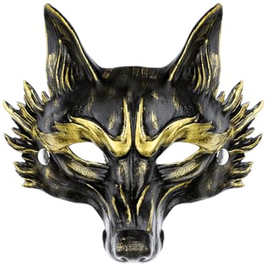 TCNGKIJIUK Masque de Loup d'Halloween pour Adulte Masque de Loup Garou Realiste Demi-masque de Mascarade Animal en PU Accessoires de Costume pour Carnaval Halloween Cosplay Fête Déguisement Thème