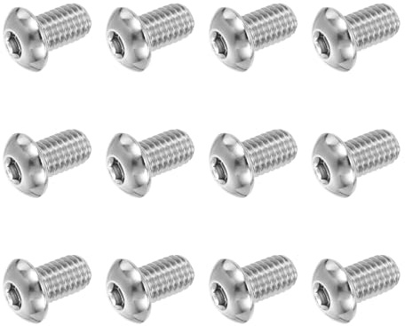 PATIKIL 12 PCS Tornillos De Cabeza De Botón Con Hexágono Interno Plateado | 3/8-16 UNC x 5/8 Pulgada, 304 Acero Inoxidable, Hexágono Interno Totalmente Roscados, Para Muebles Bomba De Agua