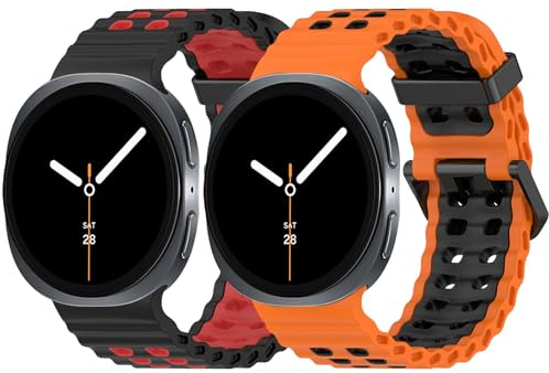 BDIG 2 st armband kompatibelt med Galaxy Watch 8 40 mm 44 mm/8 Classic 46 mm, herr, silikonsportarmband, mjuka ersättningsband för Galaxy Watch 8