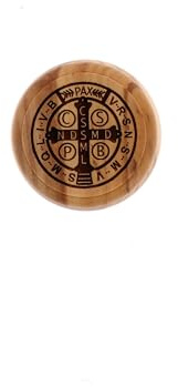 SHALOM - Coffret en bois d'olivier San Bandetto avec couronne assortie. Diamètre 5 cm et hauteur 3 cm