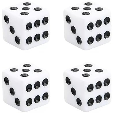 9 mm Backgammon dadi (piccolo) – Mini set di dadi in acrilico – piccolo e leggero – dadi da gioco compatti – nero o bianco (bianco, 4X)