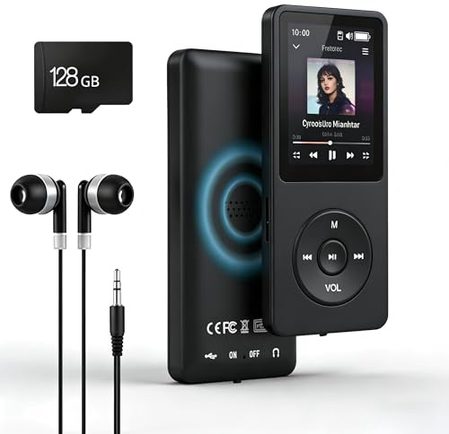 MP3 Player with Bluetooth 5.2 HiFi Sound, with Built-in Speaker/FM Radio/Voice Recorder/E-Book, Lossless Sound Multifunctional Mini Design Ideal for Sport Running (Earphones Included)