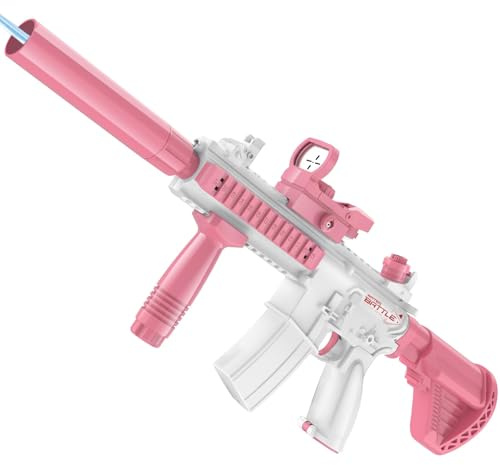 Maxee Elektrisk vattenpistol, enknapps-automatisk sprutpistoler vattenleksakspistoler för barn vuxna pool party strand utomhus blå M416 rosa