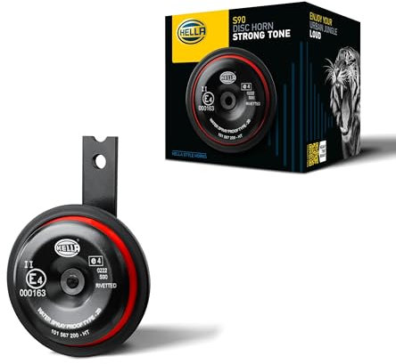 HELLA Horn - STYLE HORN S90 - 12V - 111dB(A) - Frequenzbereich: 415Hz - Hochton - elektrisch - Gehäusefarbe: rot/schwarz - Flachsteckanschluss - Menge: 1 - 3AL 922 000-951