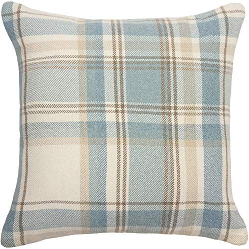 McAlister Textiles Heritage Tartan Throw Cushion Cover - 43 x 43 cm in Duck Egg Blue - Wool-Feel Plaid Highlands CheckScatter Pillow Cover For Sofas & Bedroom