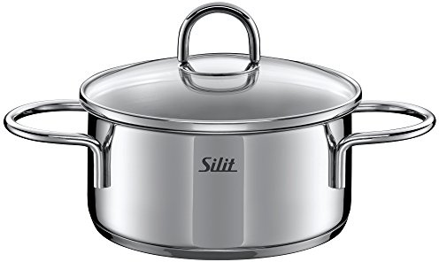 WMF Silit Toskana Kochtopf klein 16cm, Glasdeckel, Bratentopf Induktion 1,4l, Edelstahl poliert, unbeschichtet