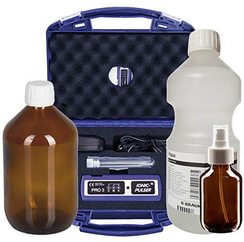 Ionic-Pulser® PRO3 Silber-Generator + Wasser + Braunglasflasche und Sprühflasche