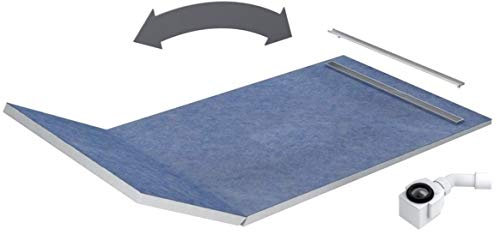 VBChome Duschelement 130+50x80x5/10,5cm STEEL Duschboard Extra Flach Beflisbar Duschrinne 3cm Abdeckung Ablauf SLIM LUX