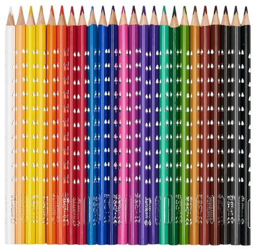 Pelikan Silverino, Matite Colorate con Fusto Triangolare e Impugnatura Ergonomica per Bambini, Pastelli dai Colori Intensi e Lavabili, Astuccio da 24 Colori