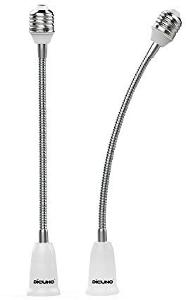 DiCUNO E27 Portalampada 27.5CM Prolunga, supporto lampada regolabile, Adattatori basi per lampada di estensione, Convertitore per lampadine, 2 Pezzi