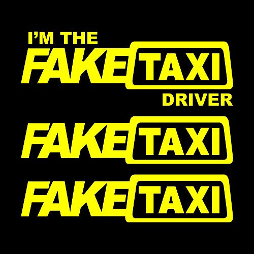 Autodomy Confezione Adesivi Faketaxi Fake Taxi 3 Pezzi | Adesivi per Auto Esterni I'm The Fake Taxi Driver Resistenti alla Pioggia e al Sole per Auto o Moto 20x4,5 cm