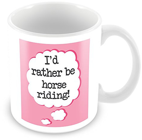 MUGGZ I'd Rather Be Horse Riding Customised Mug/Personalised Gift - Add Photo - Pink