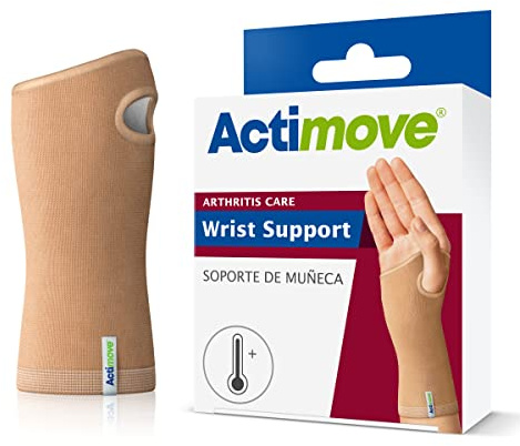 Actimove® ARTHRITIS CARE Wrist Support - Light Compression Support and Therapeutic Warmth For Wrist Arthritis - Heat-Retaining Ceramic Fibre Yarns - Beige, Medium | Medium, Heat-retaining Fabric, Drug-free Pain Management for Arthritis, Increases Blood Circulation, Left or Right Wear