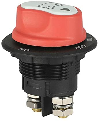WIWIR Auto Batterie Trennschalter Hauptschalter, 12V 24V bis 32V DC 100A Batterieschalter, 3-Positionen Einbau, EIN-AUS Schaltfunktion, Schwarz, Rot, Weiß