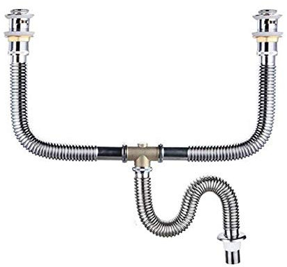 GangKun Lavandino Doppio lavabo Mobile Bagno, Tutto Rame, Tubo di Scarico Deodorante a Tre Vie-Sezione H.