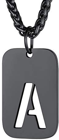 FindChic Schwarz Dog Tag Kettenanhänger Militärische Erkennungsmarke Halskett mit Ihr Wunschgravur für Valentinstag Party