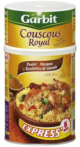 GARBIT - Couscous Royal Poulet, Merguez Et Boulettes De Viande 1250G - Lot De 3 - Livraison Gratuite