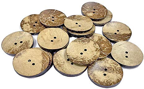AMORNPHAN 20 Stück 3,8 cm 40 mm braune dicke natürliche Holzknöpfe aus Kokosnussschalen, 2 Löcher für Handwerk, DIY, Kleidung, Nähen (40 mm, 20 Stück)