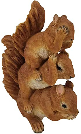 Ornamenti da giardino realistici da 30 cm a forma di scoiattolo per esterni - Figurina di scoiattoli - Adatto per uso interno o esterno - Animale resistente alle intemperie (ROSSO)