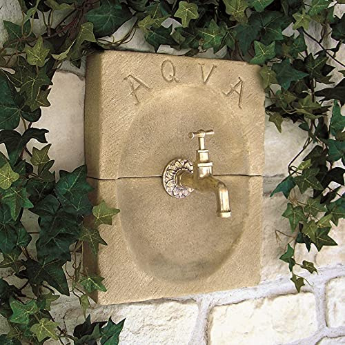 Aqua - Rosetón de Piedra reconstituida para Grifo Exterior | Color Arena | mm 250x310 | Grifo no Incluido | Unidad de Venta 1 Pieza