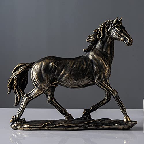 Tierskulptur Pferde Statue Deko 29.3Cm Home Pferd Statue Handwerk Modell Für Privatpersonen Gästezimmer Restaurant Schreibtisch Skulptur Innendekorationen,Bronze
