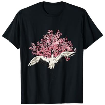 Sakura Tree Grue oiseau fleur de cerisier japonaise T-Shirt