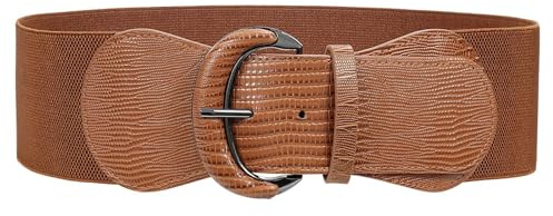 JASGOOD Women Stretchy Wide Waist Belt for Dress Ladies Elastic Vintage Belt Hook Buckle (Belt Length 94cm/Suit for Waist Size 31-38 Inches,Brown)