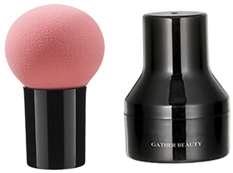 Mushroom Makeup Brushes Foundation Powder Puff Cosmetic Sponges with Handle Case Blender Sponge Face Brush Makeup Puff for Dry Wet Use Liquid, Creams, and Powders Pink