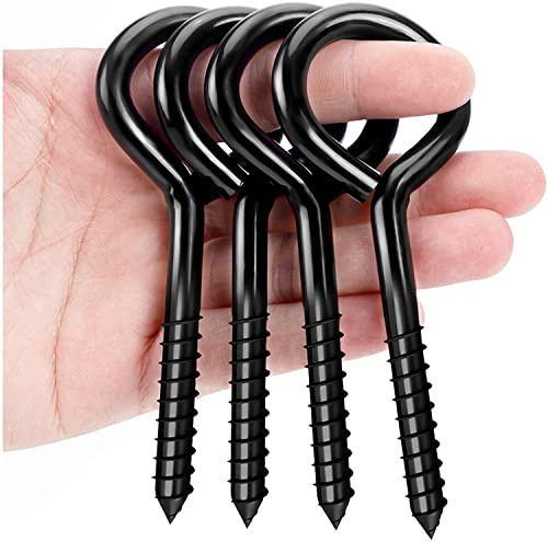 12,7 cm Ösenhaken, Ösenschrauben, Schraubhaken, Edelstahl, 4 Stück, schwarz