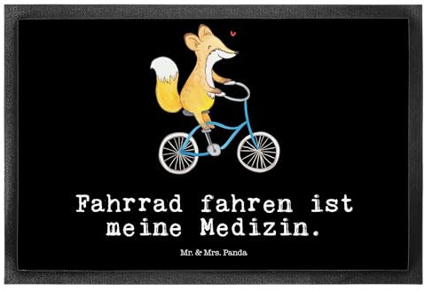 Mr. & Mrs. Panda 50 x 75 cm Fußmatte Fahrrad Fahren - Geschenk, Danke, Radsport, Fußmatte innen, Mountainbiking, Haustürmatte, Radeln,