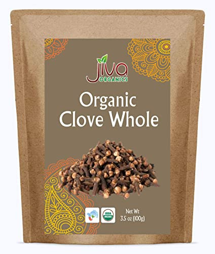 Jiva Organic Cloves Whole 3.5 Ounce Bag - Non-GMO, Non Irradiated - Dried Clove Buds - Great for Foods, Tea, Pomander Balls, and even Potpourri