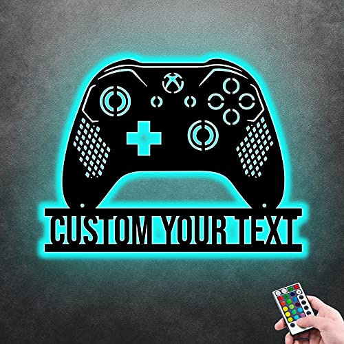 Personalized Gamer Name Neon Sign with 16 Colors and Remote Control Gamepad Controller Shape Neon Lights for Teen Boys Bedroom Wall Decor, LED Night Light for Kids Game Room,Best Gamer Gifts (Style 5)