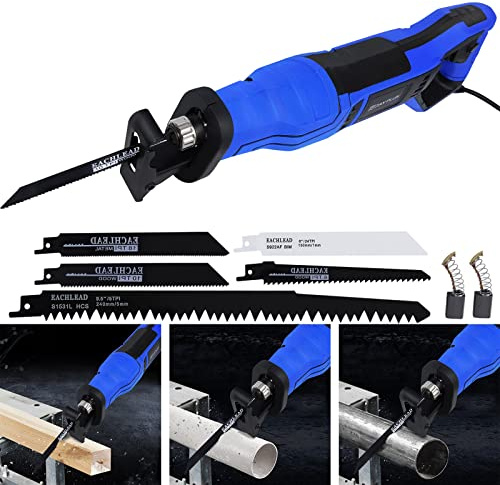 900W Reciprocating Saw for Woodworking, Corded Variable Speed 2800RPM Sabre Saw, 150mm Wood Cutting Depth, Tool-Free Blade Change, Electric Hand Saw Garden Saw with 5 Blades for Wood, Plastic, Metal