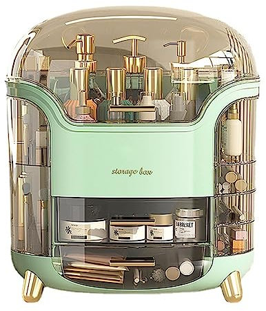 JS MOLD Tragbare Make Up Organizer Kosmetikbox,Hautpflege-Organizer | Make-up-Schubladen-Organizer mit großem Fassungsvermögen und staubdichter Abdeckung (Grün)