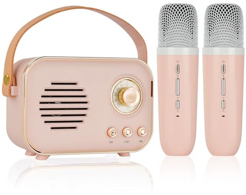 Ainiv Microfono Karaoke Giocattoli 2 Microfono, Retrò Caraoke Bluetooth per Bambini Adulti, Macchina per Karaoke Portatile, con Effetti che Cambiano la Voce, Regali per Bambini dai 3 ai 18 Anni